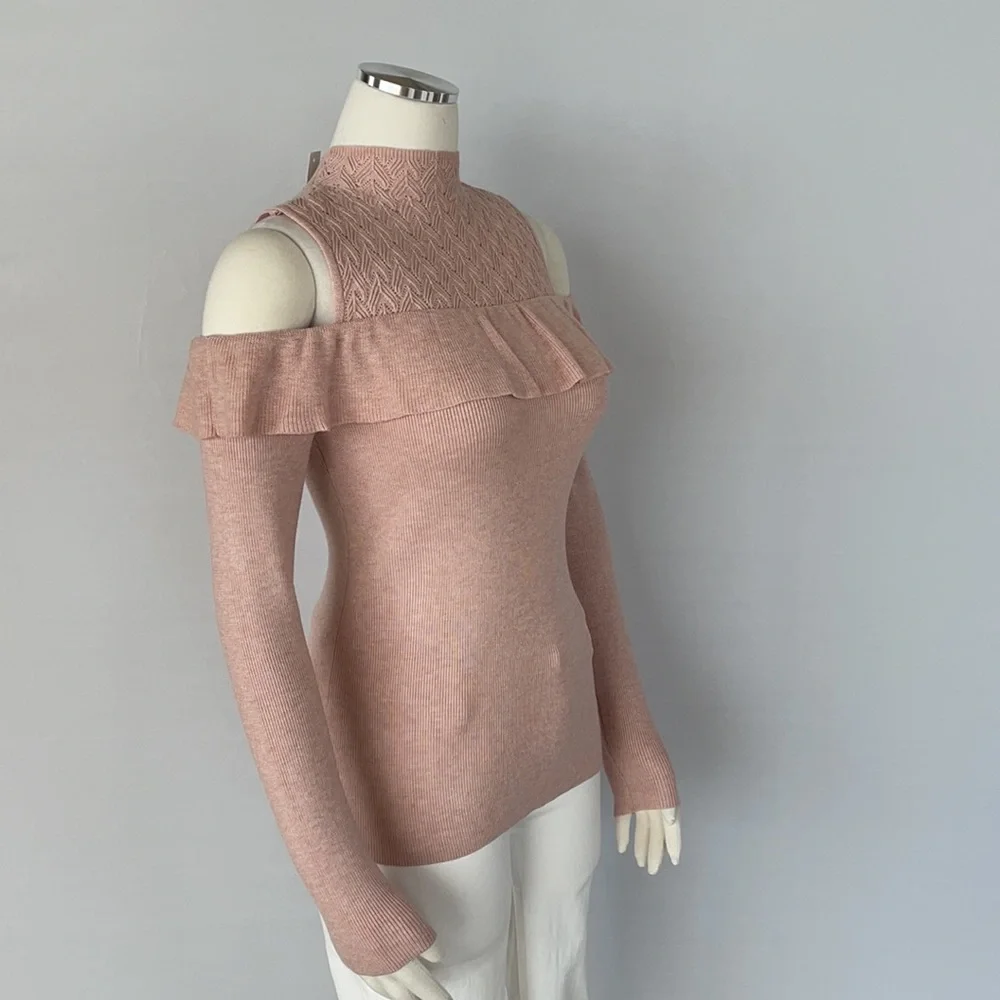 NWT WHBM Cold Shoulder Mock Neck Sweater XS - Picture 8 of 16
